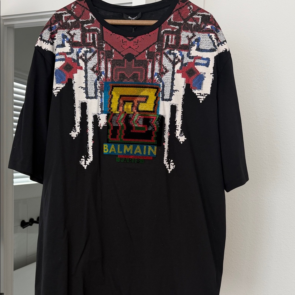 Balmain Multicolor Graphic Short Sleeve Tee